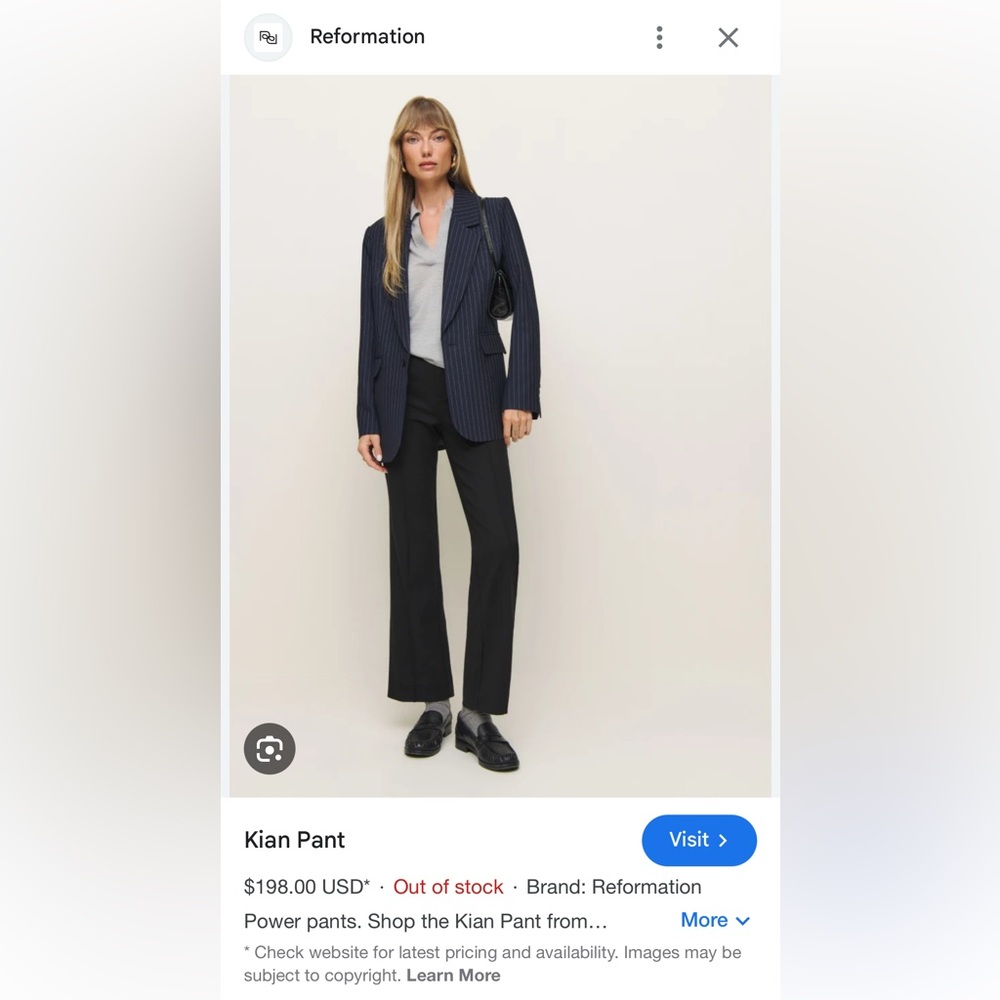 Reformation Black Kian Pant